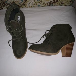 Green booties size 8